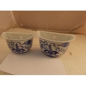 Pair Of Seymour Mann Handpainted Wall Pockets China Blue Porcelain   162966535861